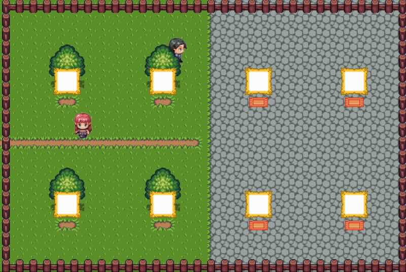 Players can move around the map using arrow keys. Standing in front of a frame will trigger a view button.